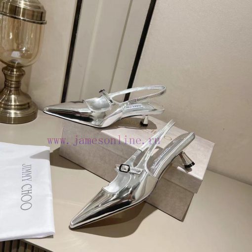 Jimmy Coo's new letter series single shoe sandalsColor Silver Black Naked◽ Original soft pate0ax5cd5 - Image 4