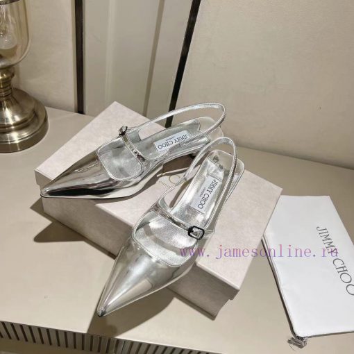 Jimmy Coo's new letter series single shoe sandalsColor Silver Black Naked◽ Original soft pate0ax5cd5 - Image 8