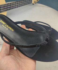 Saint Laurent flat soled diamond herringbone sandals, synchronized with YSL rhinestone slippo37usrvx