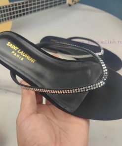 Saint Laurent flat soled diamond herringbone sandals, synchronized with YSL rhinestone slipp9jo9vm0b