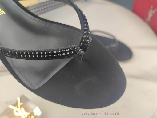 Saint Laurent flat soled diamond herringbone sandals, synchronized with YSL rhinestone slippo37usrvx - Image 4