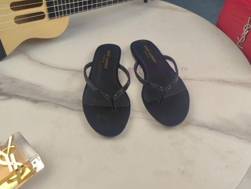Saint Laurent flat soled diamond herringbone sandals, synchronized with YSL rhinestone slippo37usrvx - Image 5