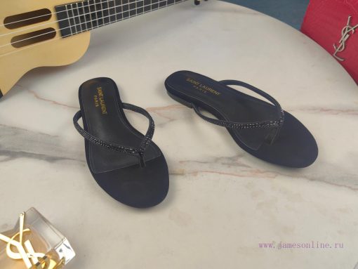 Saint Laurent flat soled diamond herringbone sandals, synchronized with YSL rhinestone slippo37usrvx - Image 9