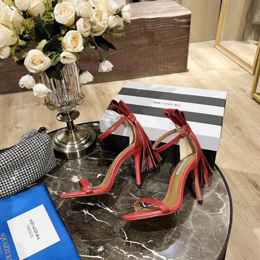 Aquazzura2023Customized tassel high-heeled sandals in Paris showcase, instantly surpassing o61g15p4u - Image 7
