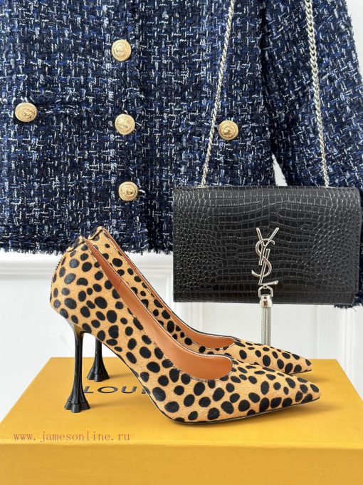 L * V Donkey Brand 23ss New Product ExplosiveLeopard print pointed high heelsThe shoe upper errx6rlc