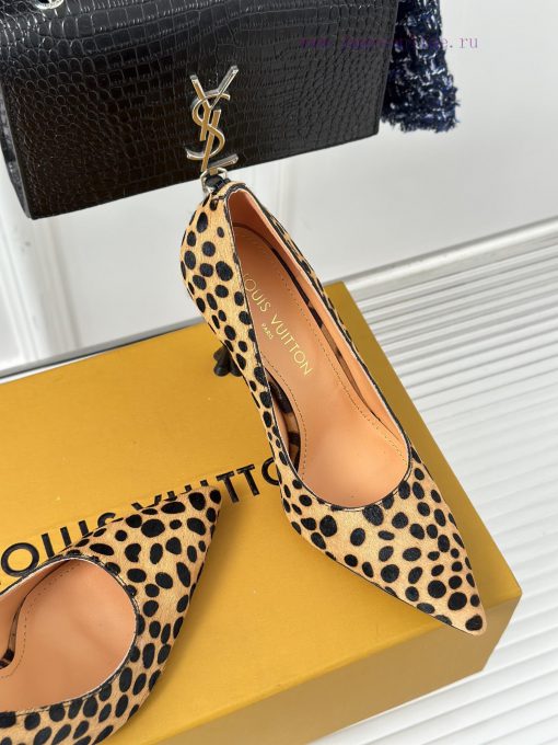 L * V Donkey Brand 23ss New Product ExplosiveLeopard print pointed high heelsThe shoe upper errx6rlc - Image 6