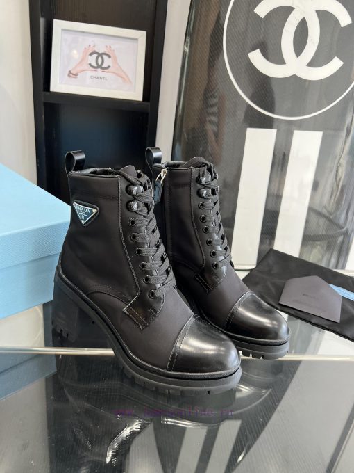 Purchasing level: 2023ss PRADA autumn and winter new short boots with thick heels and straps9zixrurr - Image 4
