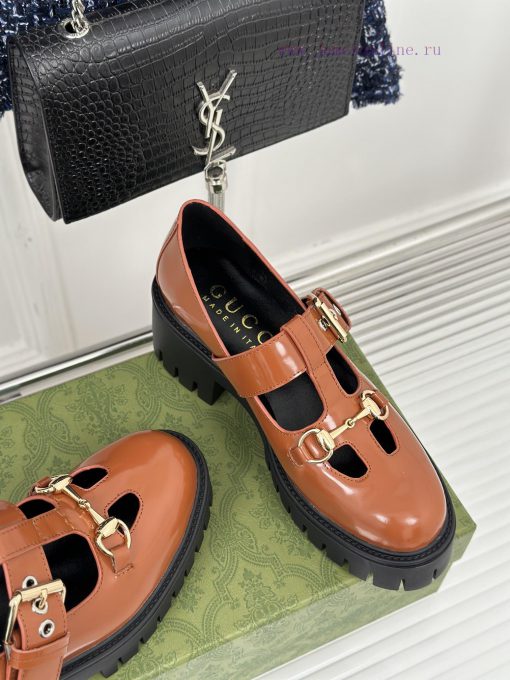 Gucci's classic and popular retro sponge cakeThick soled Mary Jane shoes and loafersVersatilnitmv5v4 - Image 6