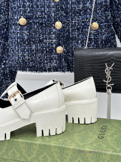 Gucci's classic and popular retro sponge cakeThick soled Mary Jane shoes and loafersVersatilqa23x1u7 - Image 7