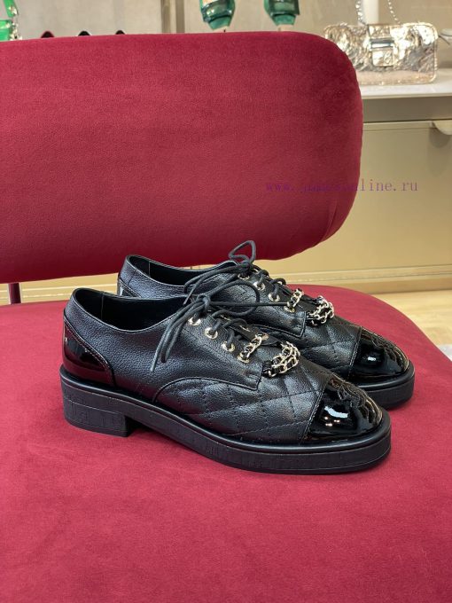chane…l fw22 new arrival～️Chanel 2022 Autumn/Winter Chain Leather ShoesLitchi pattern calf lg78v7vnr