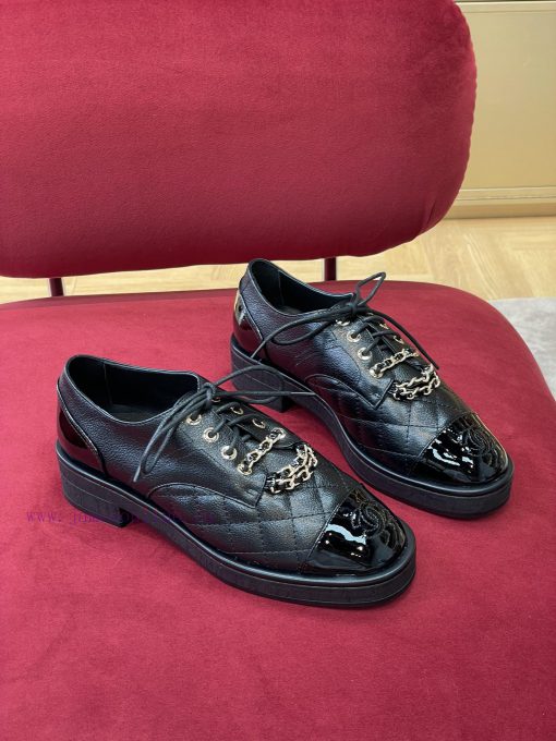 chane…l fw22 new arrival～️Chanel 2022 Autumn/Winter Chain Leather ShoesLitchi pattern calf lg78v7vnr - Image 3