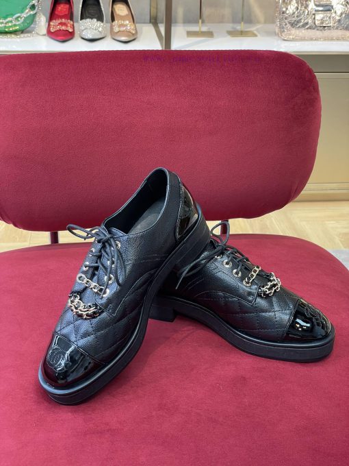 chane…l fw22 new arrival～️Chanel 2022 Autumn/Winter Chain Leather ShoesLitchi pattern calf lg78v7vnr - Image 5