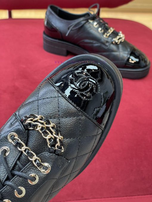 chane…l fw22 new arrival～️Chanel 2022 Autumn/Winter Chain Leather ShoesLitchi pattern calf lg78v7vnr - Image 6