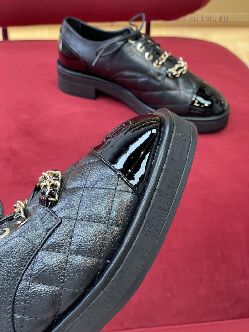 chane…l fw22 new arrival～️Chanel 2022 Autumn/Winter Chain Leather ShoesLitchi pattern calf lg78v7vnr - Image 7