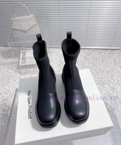 Top tierThe Open Product Autumn/Winter New Round Head Thick Bottom Wool Splicing Calfskin Bo8kgl5n16