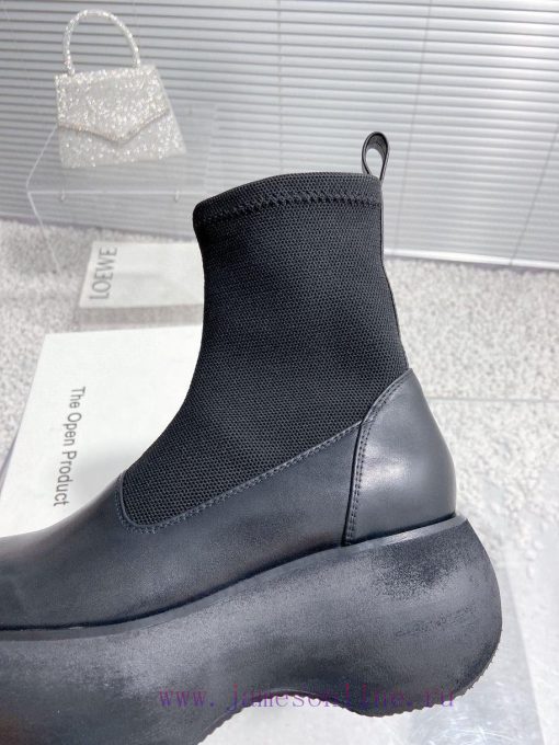 Top tierThe Open Product Autumn/Winter New Round Head Thick Bottom Wool Splicing Calfskin Bo8kgl5n16 - Image 7