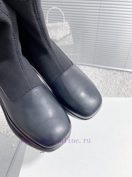 Top tierThe Open Product Autumn/Winter New Round Head Thick Bottom Wool Splicing Calfskin Bo8kgl5n16 - Image 10