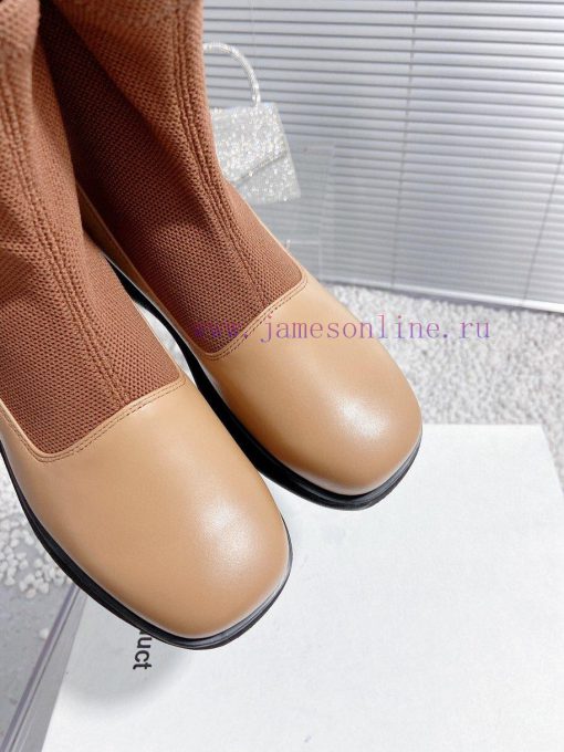 Top tierThe Open Product Autumn/Winter New Round Head Thick Bottom Wool Splicing Calfskin Bo3ntw4kr6 - Image 10