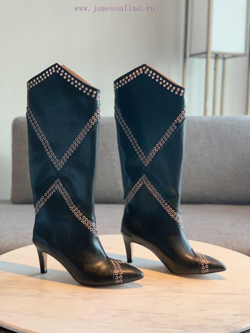 ISABEL MARANT rivet boots are a simple and versatile material with a top layer of calf leathavmuhqbg - Image 5