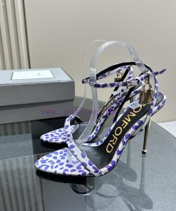 TOM FORDPadlock leather high-heeled sandalsCalf leather, gold velvet, exposed toe buckle deteyj3bf0t