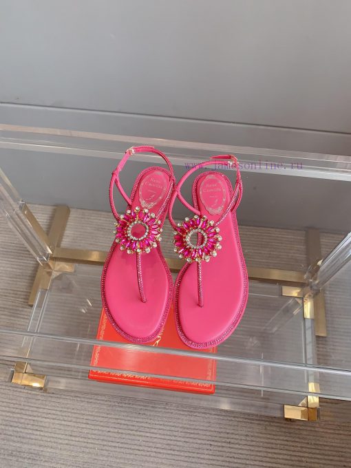 Ren Caovell's new rhinestone sunflower clip toe sandals always exude a fairy like aura. The 99fex03h