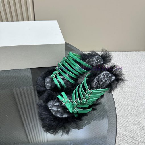 BURBERRY new wool mop heelLong fluffy sheepskin sandals,Upper decoration sheepskin buckle st16e2gic7 - Image 2