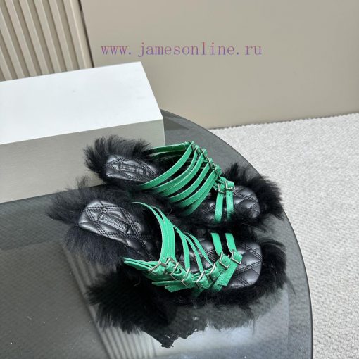 BURBERRY new wool mop heelLong fluffy sheepskin sandals,Upper decoration sheepskin buckle st16e2gic7 - Image 3