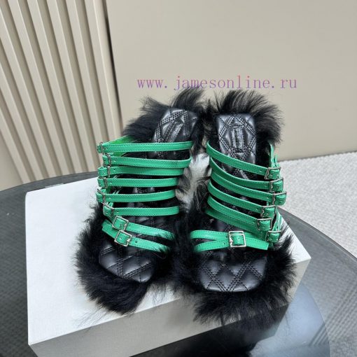 BURBERRY new wool mop heelLong fluffy sheepskin sandals,Upper decoration sheepskin buckle st16e2gic7 - Image 6