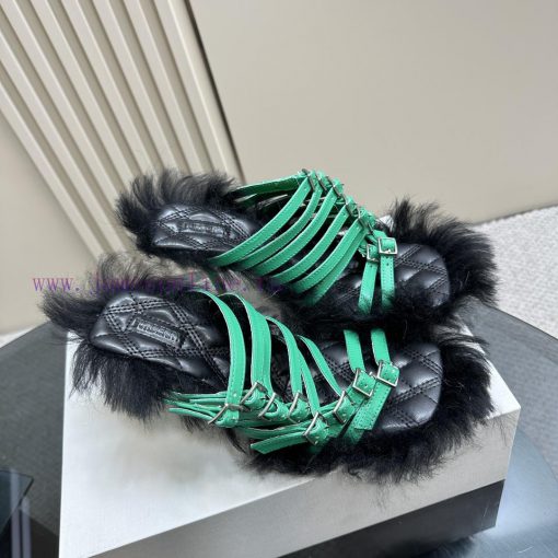 BURBERRY new wool mop heelLong fluffy sheepskin sandals,Upper decoration sheepskin buckle st16e2gic7 - Image 7