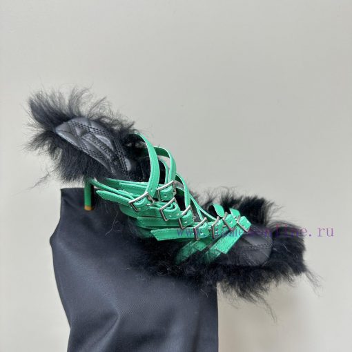 BURBERRY new wool mop heelLong fluffy sheepskin sandals,Upper decoration sheepskin buckle st16e2gic7 - Image 9