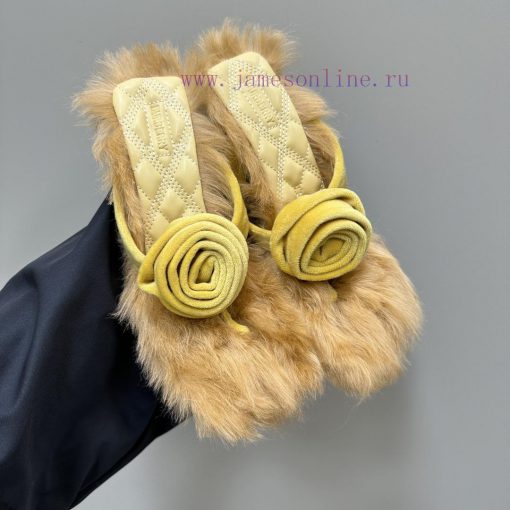 BURBERRY new wool mop heelVelvet flannel sheepskin sandals,The iconic large velvet rose decotnkt1142 - Image 8