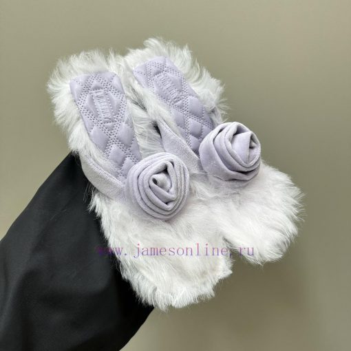 BURBERRY new wool mop heelVelvet flannel sheepskin sandals,The iconic large velvet rose decovtlaj3lc - Image 8