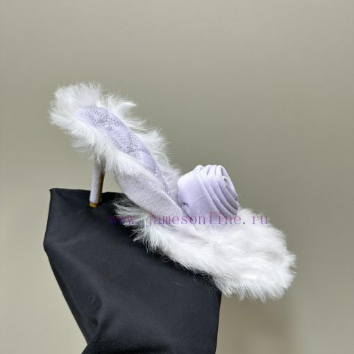 BURBERRY new wool mop heelVelvet flannel sheepskin sandals,The iconic large velvet rose decovtlaj3lc - Image 9