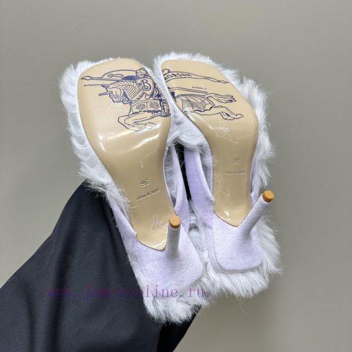 BURBERRY new wool mop heelVelvet flannel sheepskin sandals,The iconic large velvet rose decovtlaj3lc - Image 10