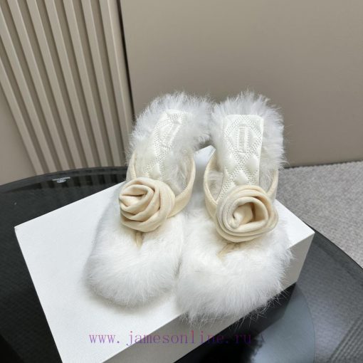 BURBERRY new wool mop heelVelvet flannel sheepskin sandals,The iconic large velvet rose decogxuyy9qp - Image 6
