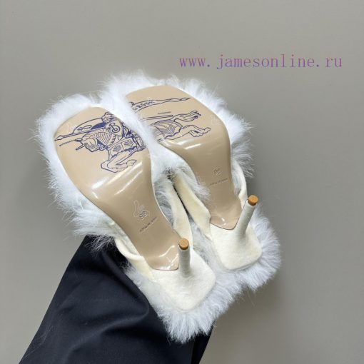BURBERRY new wool mop heelVelvet flannel sheepskin sandals,The iconic large velvet rose decogxuyy9qp - Image 10