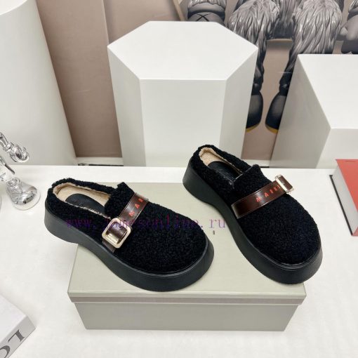 Top tierMARNI 2023 Autumn/Winter New CollectionCasual hairy single shoesCute and Warm Baby Sb5kwv7y8 - Image 3