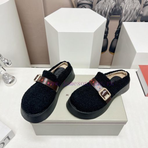 Top tierMARNI 2023 Autumn/Winter New CollectionCasual hairy single shoesCute and Warm Baby Sb5kwv7y8 - Image 4
