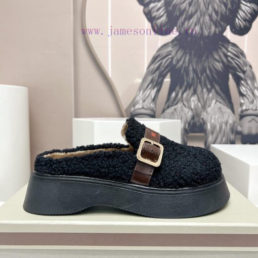 Top tierMARNI 2023 Autumn/Winter New CollectionCasual hairy single shoesCute and Warm Baby Sb5kwv7y8 - Image 6