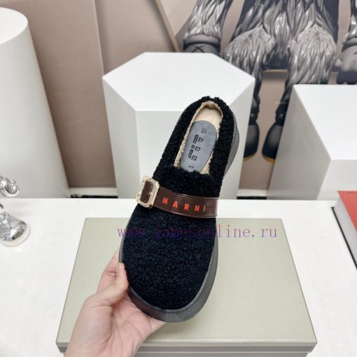 Top tierMARNI 2023 Autumn/Winter New CollectionCasual hairy single shoesCute and Warm Baby Sb5kwv7y8 - Image 7