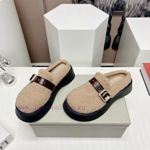 Top tierMARNI 2023 Autumn/Winter New CollectionCasual hairy single shoesCute and Warm Baby Svozi238f - Image 4