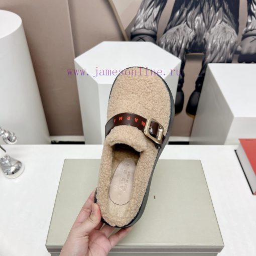 Top tierMARNI 2023 Autumn/Winter New CollectionCasual hairy single shoesCute and Warm Baby Svozi238f - Image 8