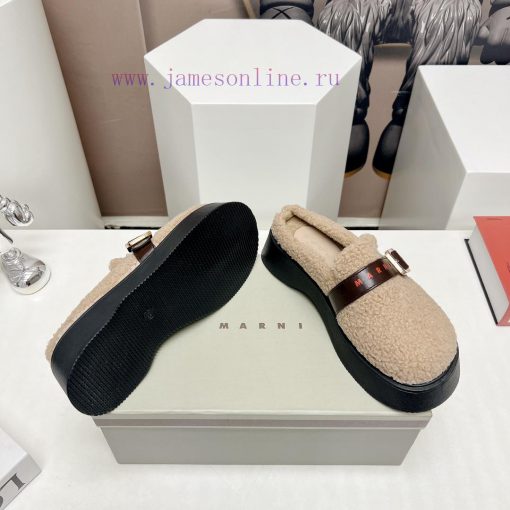 Top tierMARNI 2023 Autumn/Winter New CollectionCasual hairy single shoesCute and Warm Baby Svozi238f - Image 10