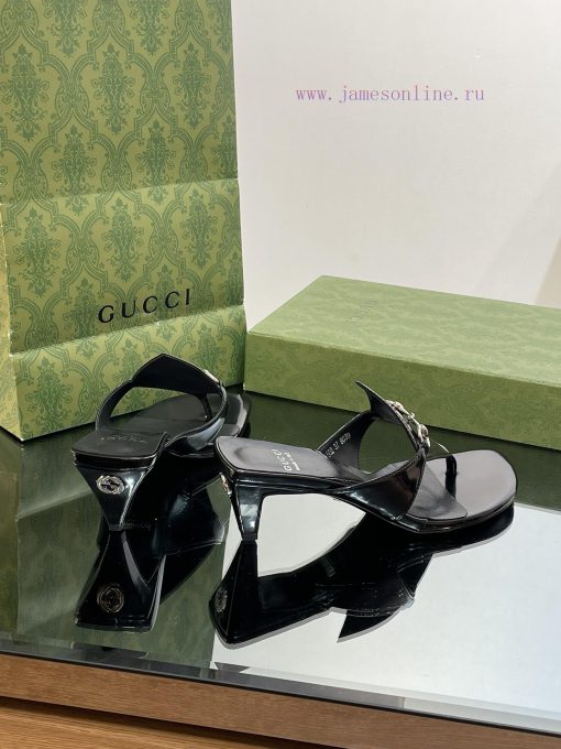 2023 GuCci New Product: Interlocking GG Conical Square Heel Slippers, Small Square Head, Middgmd8r3i - Image 4