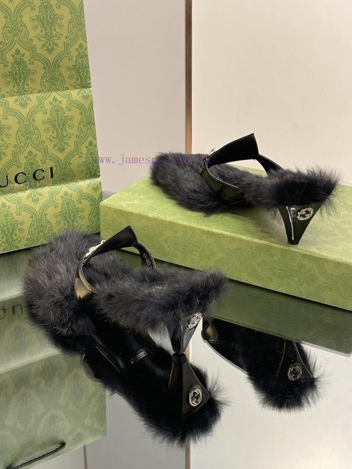 2023 GuCci New Product: Interlocking GG Conical Square Heel Clamp Foot Wool Inner Bottom Slira62kuq5 - Image 5