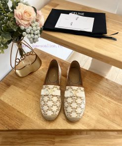 CELINE Bow Flat Heel Fisherman's Shoes are made of cotton canvas and feature a rope woven li3q7or9h4