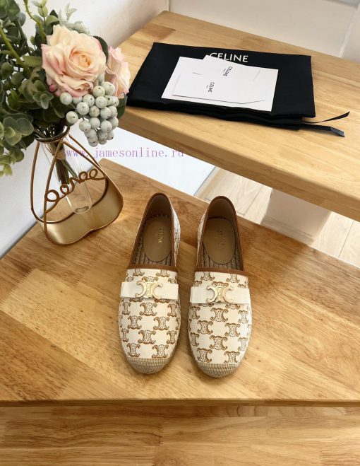 CELINE Bow Flat Heel Fisherman's Shoes are made of cotton canvas and feature a rope woven li3q7or9h4