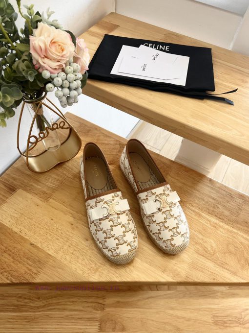 CELINE Bow Flat Heel Fisherman's Shoes are made of cotton canvas and feature a rope woven li3q7or9h4 - Image 3
