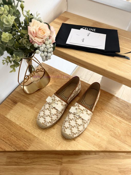CELINE Bow Flat Heel Fisherman's Shoes are made of cotton canvas and feature a rope woven li3q7or9h4 - Image 4