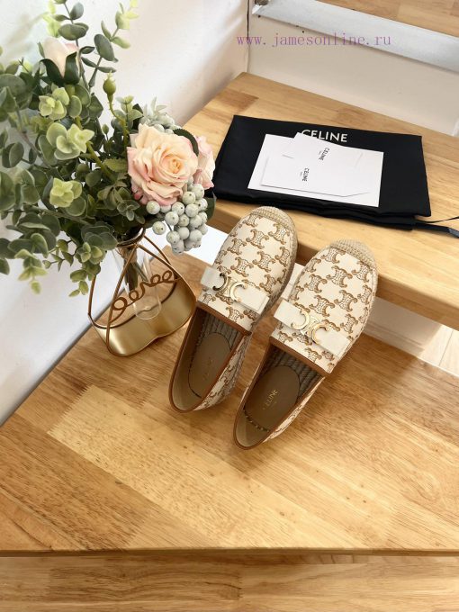 CELINE Bow Flat Heel Fisherman's Shoes are made of cotton canvas and feature a rope woven li3q7or9h4 - Image 5
